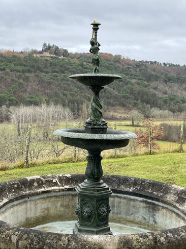 Fontaine en fonte 3 étages Bronze vert